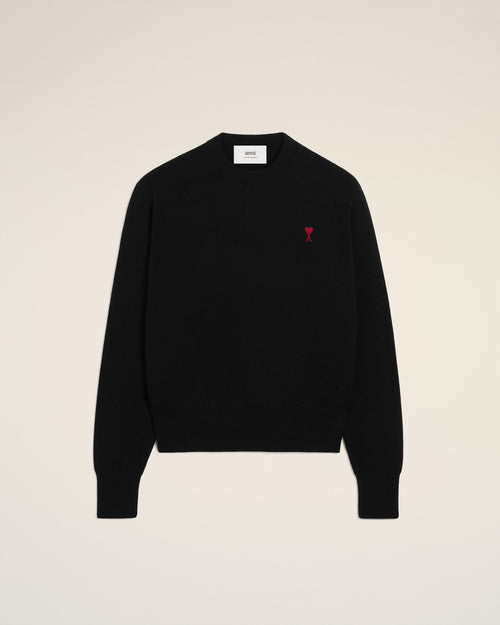 Pull Noir Col Rond Ami De Coeur En Laine