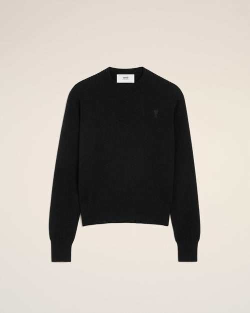 Pull Noir Col Rond Ami De Coeur En Laine