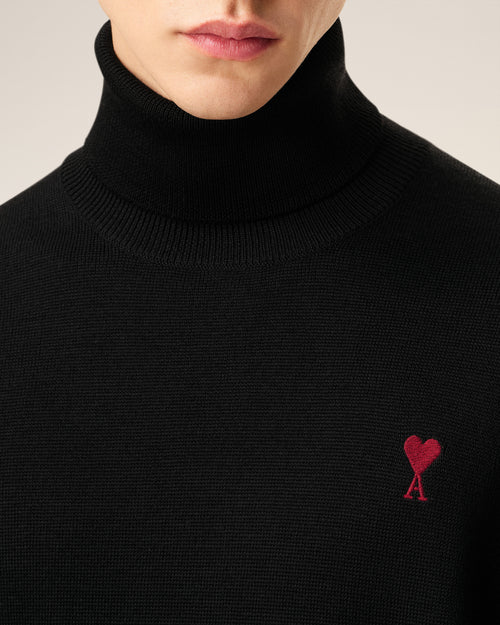 Pull Noir Col Roulé Ami De Coeur En Laine