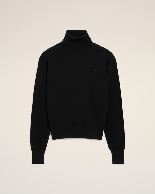Pull Noir Col Roulé Ami De Coeur En Laine