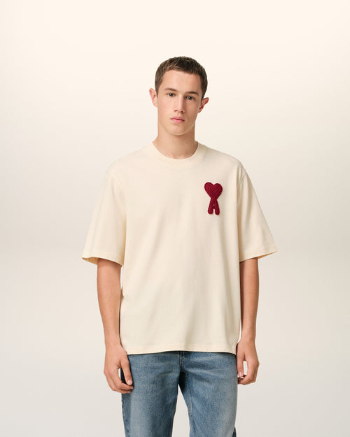 T-Shirt Beige Patch Ami de Coeur En Coton