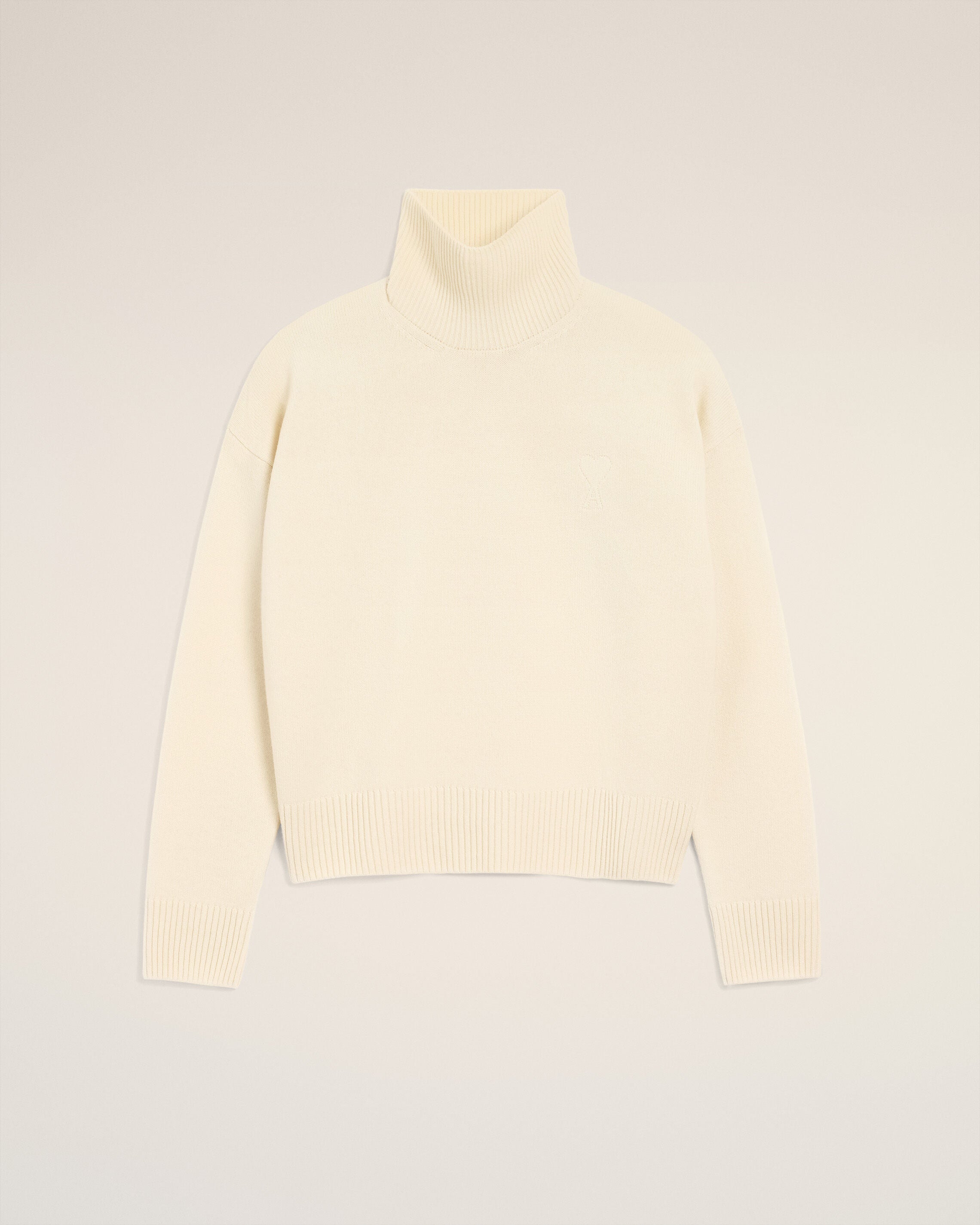 Pull Blanc Col Cheminée Ami De Coeur En Laine