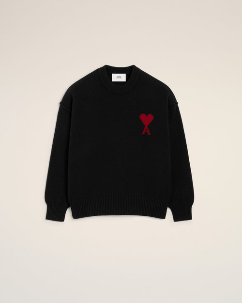 Pull Noir Col Rond Ami De Coeur En Laine