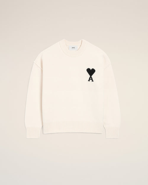 Pull Blanc Col Rond Ami De Coeur En Laine