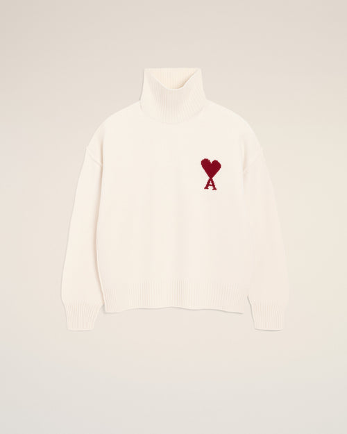 Pull Blanc Col Cheminée Ami De Coeur En Laine