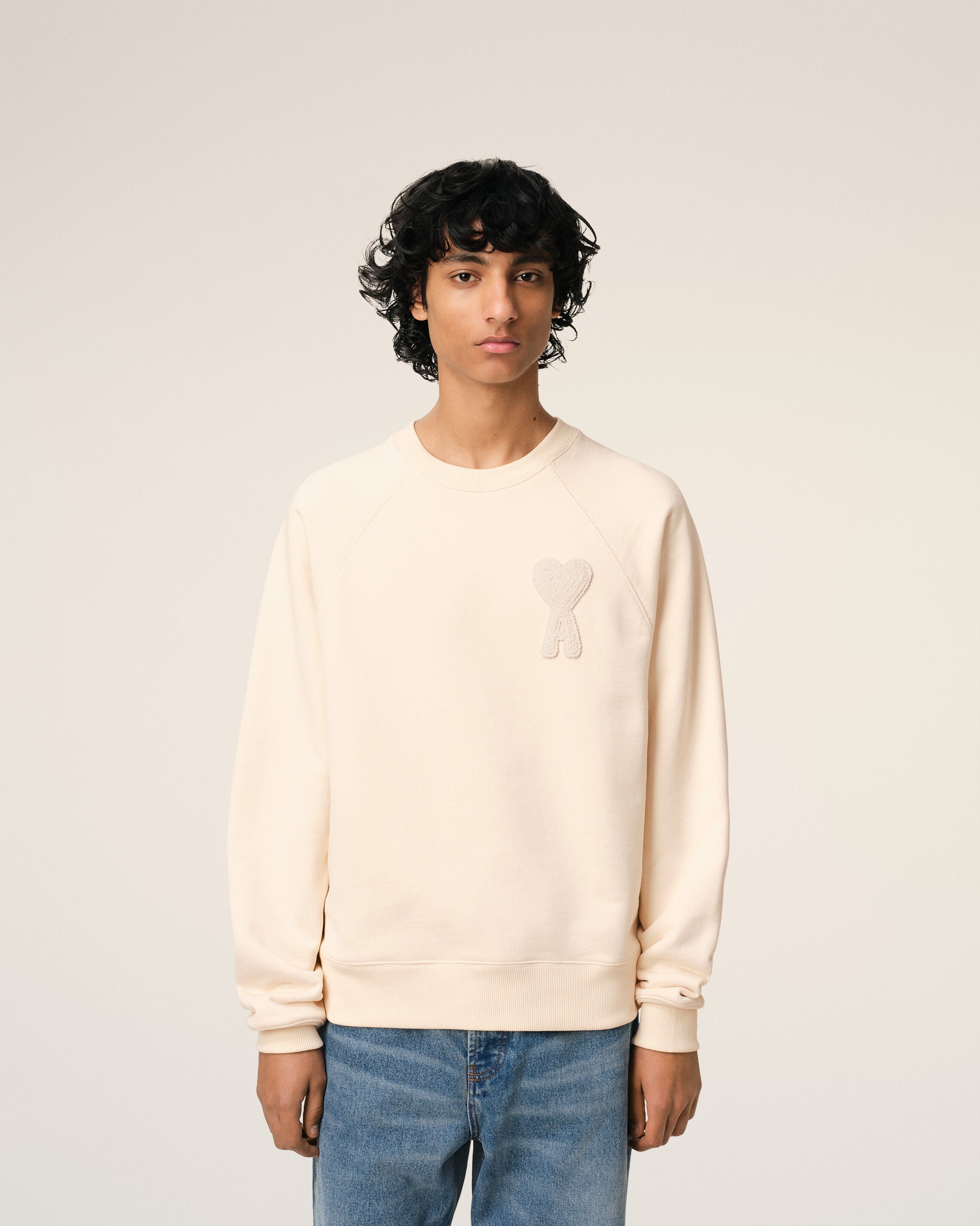 Sweatshirt Beige Patch Ami de Coeur En Coton