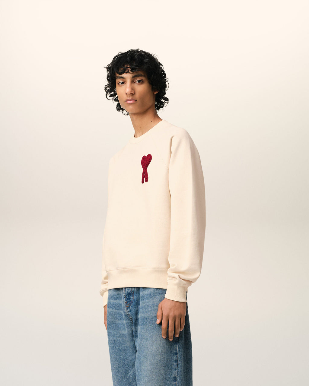 Sweatshirt Beige Patch Ami de Coeur En Coton