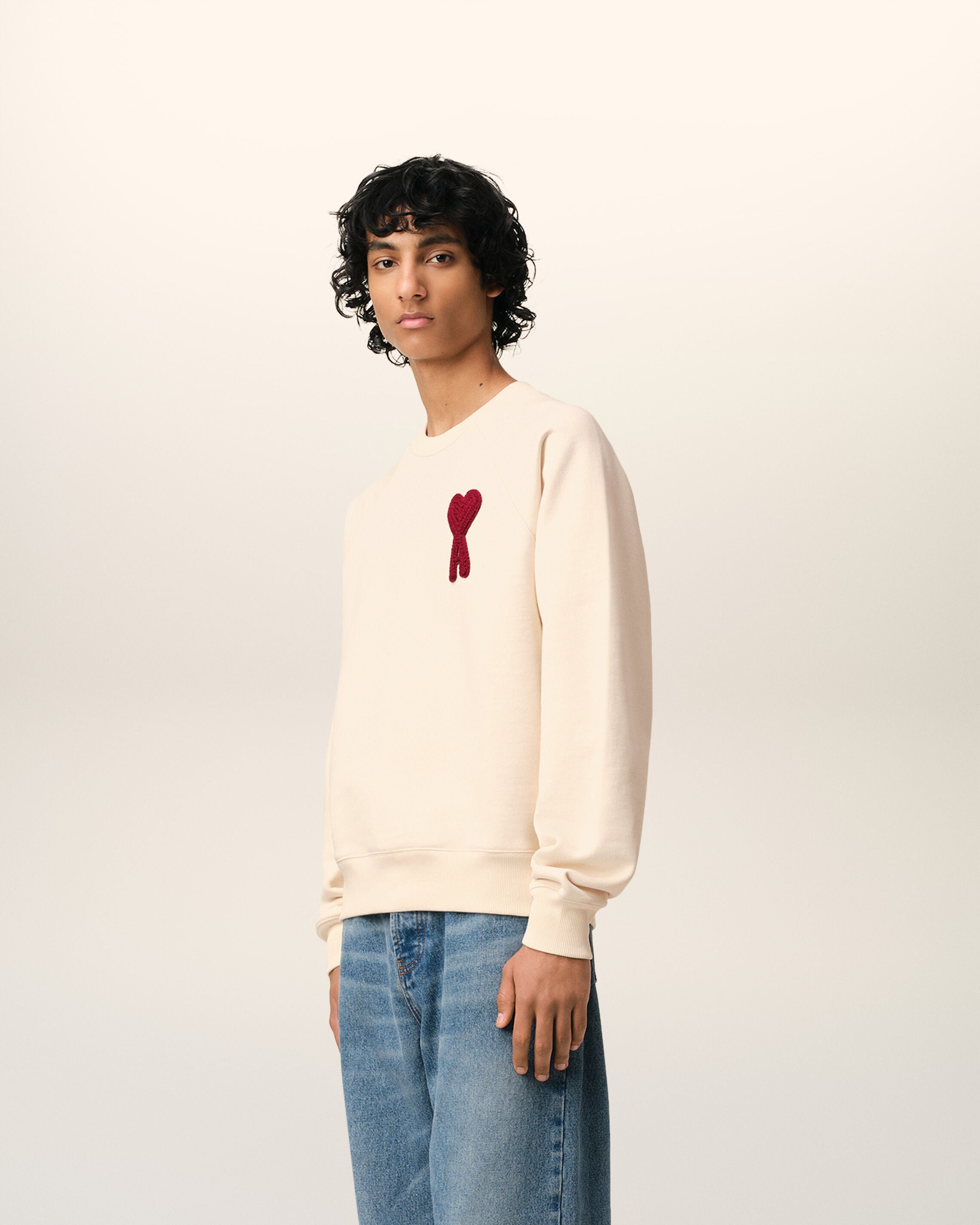 Sweatshirt Beige Patch Ami de Coeur En Coton
