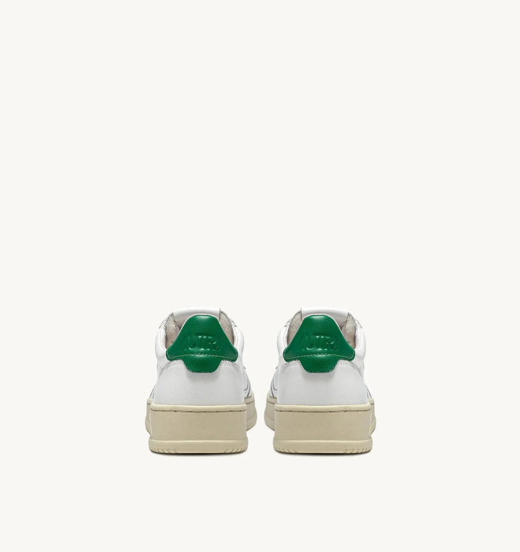 AUTRY - Baskets medalist low en cuir blanc et vert