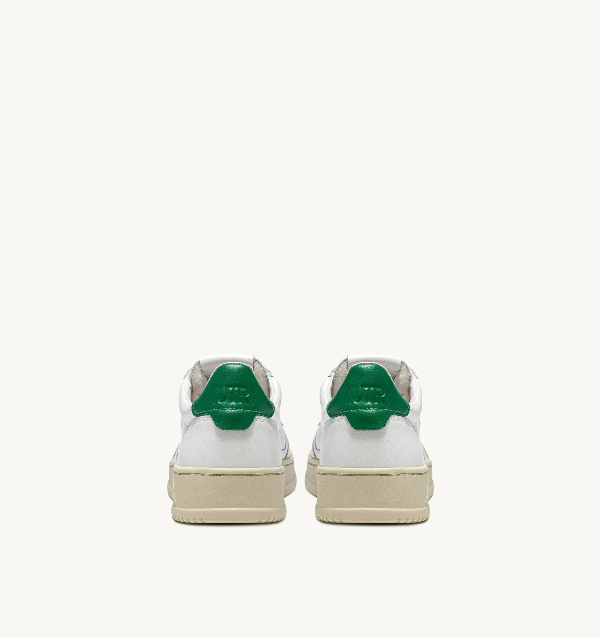 AUTRY - Baskets medalist low en cuir blanc et vert