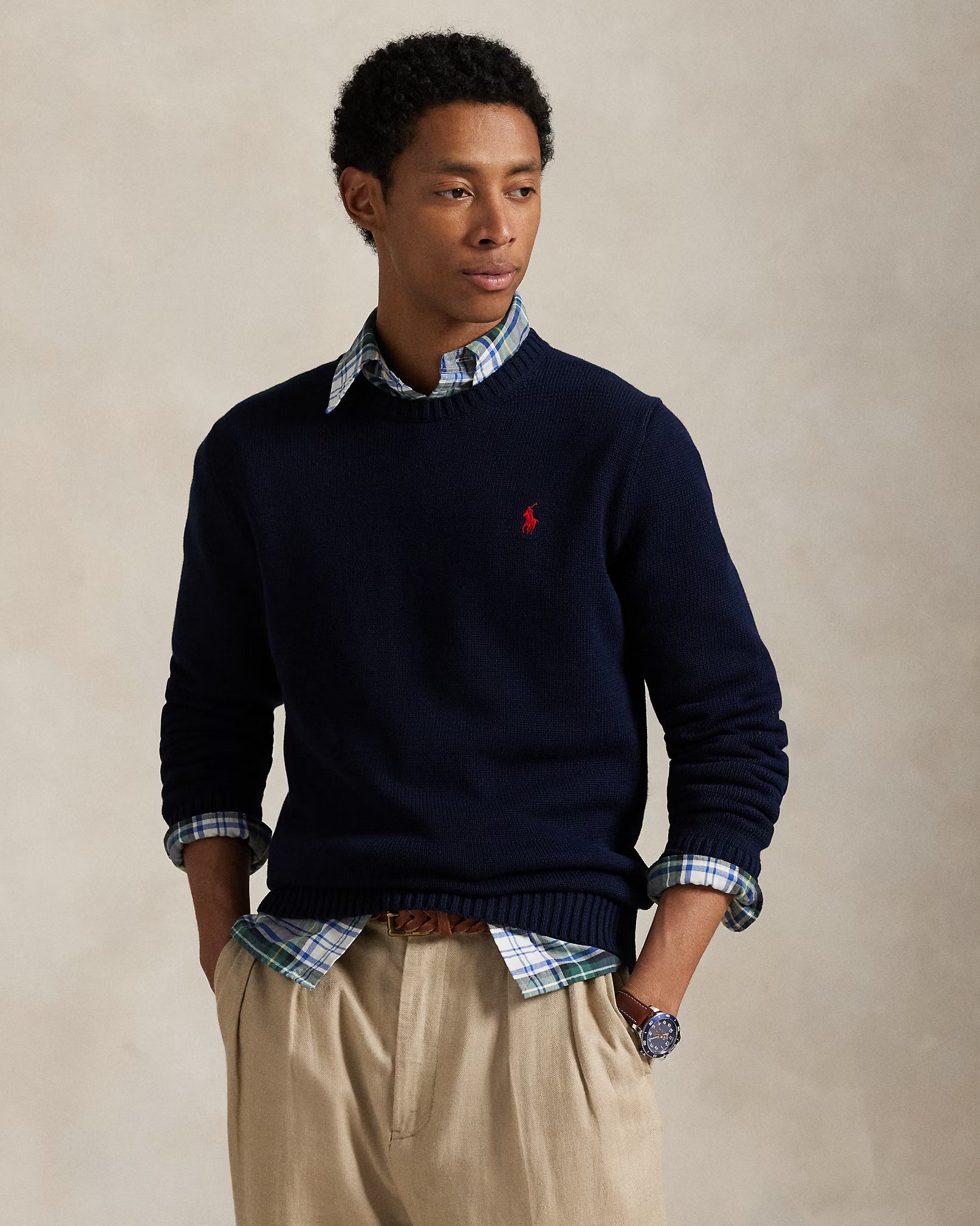 Pull col rond en coton