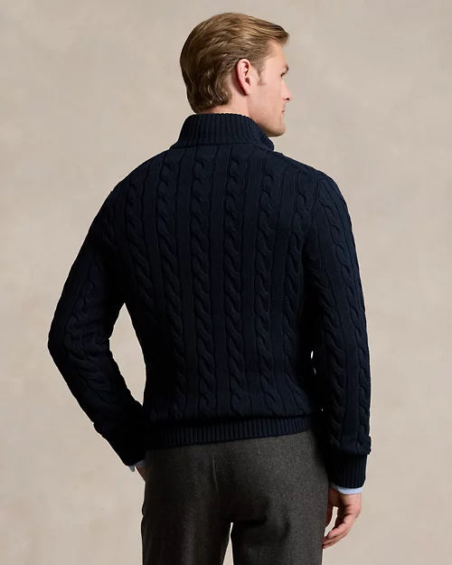 Pull demi-zippé en coton torsadé