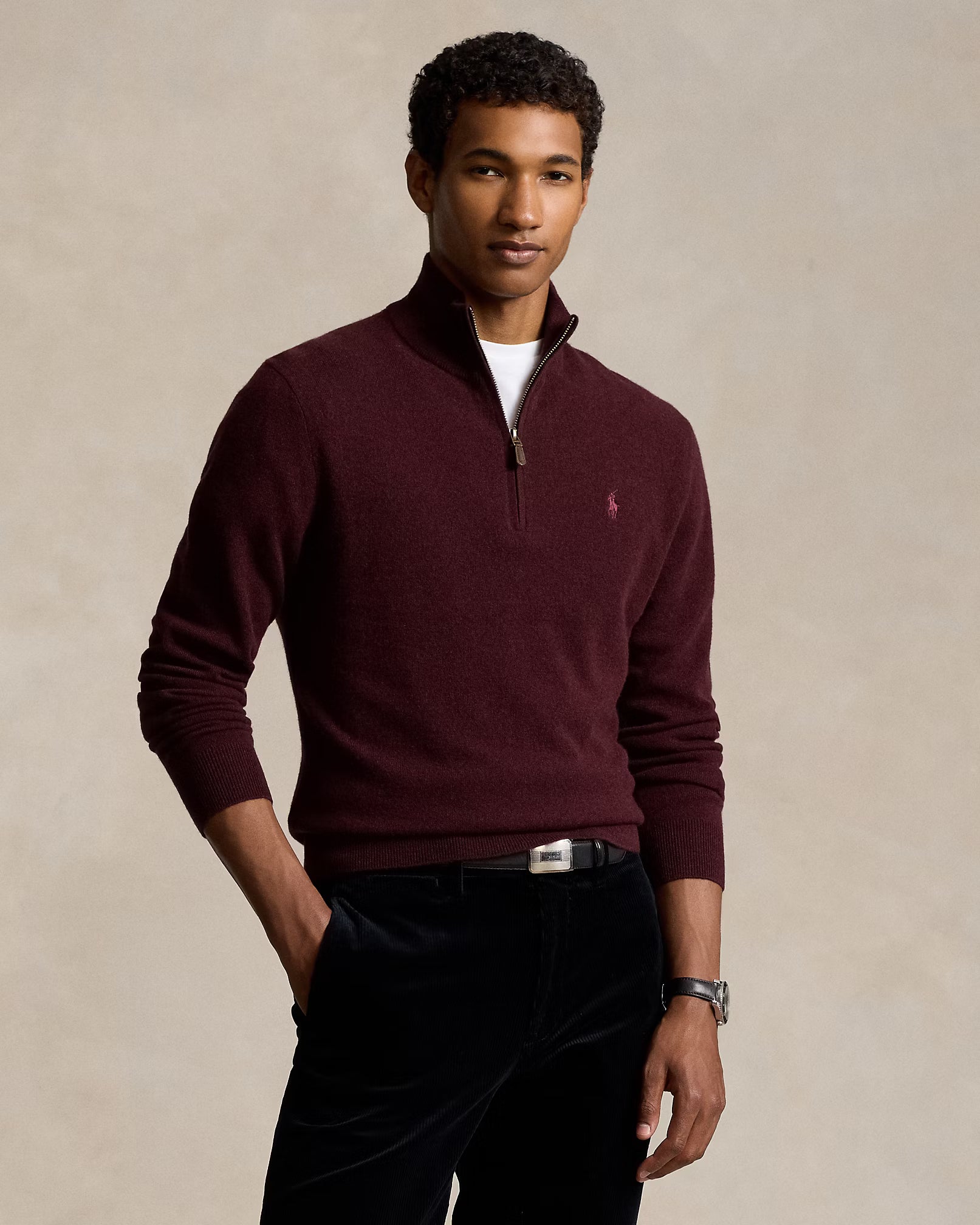 Pull demi-zippé en laine