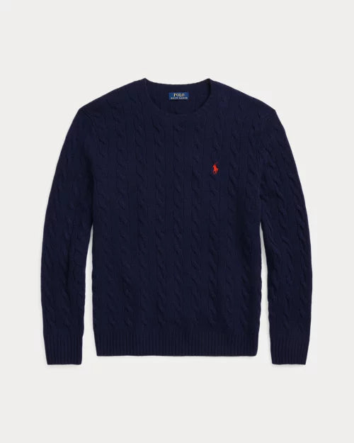 Pull à torsades en laine et cachemire