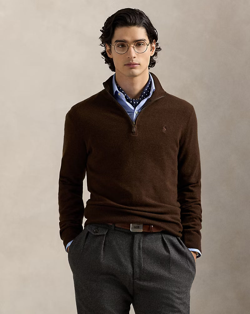 Pull demi-zippé en laine