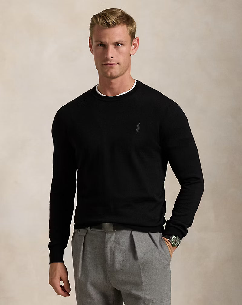 Pull col rond en laine lavable Slim Fit